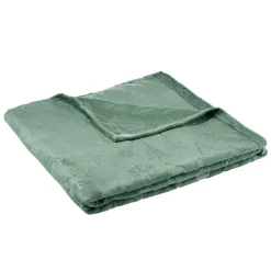 Plaid de Noël imprimé relief polyester L160X130 cm (2 modèles rouge ou vert)