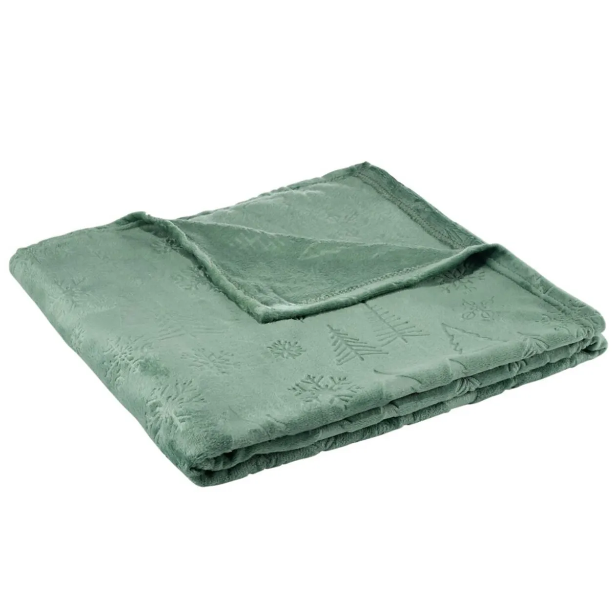 Plaid de Noël imprimé relief polyester L160X130 cm (2 modèles rouge ou vert)