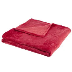 Plaid de Noël imprimé relief polyester L160X130 cm (2 modèles rouge ou vert)