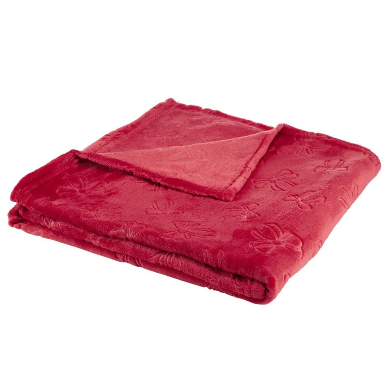Plaid de Noël imprimé relief polyester L160X130 cm (2 modèles rouge ou vert)