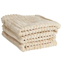 Plaid doux à rayures beige 127x152cm