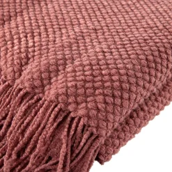 Plaid effet gaufré avec franges 130x160cm (2 modèles beige ou marron)