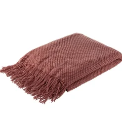 Plaid effet gaufré avec franges 130x160cm (2 modèles beige ou marron)