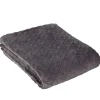 Plaid en flanelle uni gris relief losange < Gifi