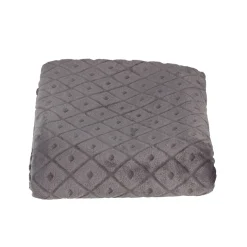 Plaid en flanelle uni gris relief losange < Gifi