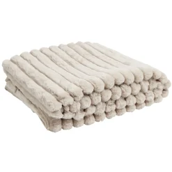Plaid flanelle stries en relief marron 130x160cm