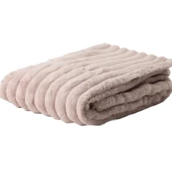Plaid flanelle stries en relief rose pâle130x160cm < Gifi Clearance