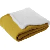 Plaid gaze de coton et sherpa 130x160cm jaune < Gifi Best