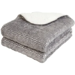 Plaid gris pailleté avec dos sherpa 130x160 cm < Gifi Best