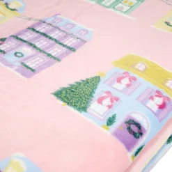 Plaid imprimé maison de Noël polyester L150X120 cm multicolore