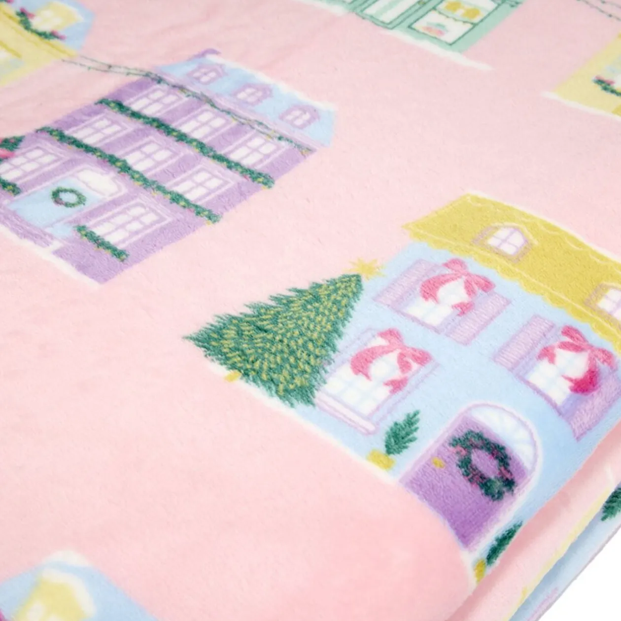 Plaid imprimé maison de Noël polyester L150X120 cm multicolore