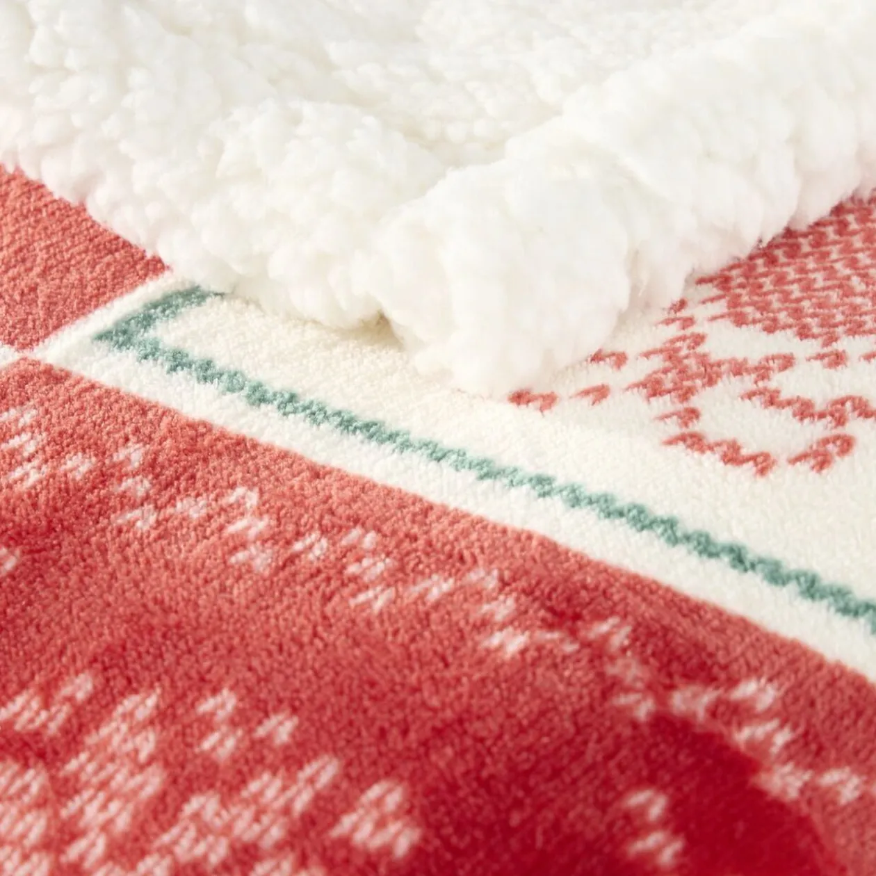Plaid imprimé motif Noël polyester L150X120 cm (3 modèles beige/rose/rouge)