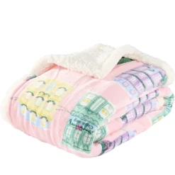Plaid imprimé motif Noël polyester L150X120 cm (3 modèles beige/rose/rouge)