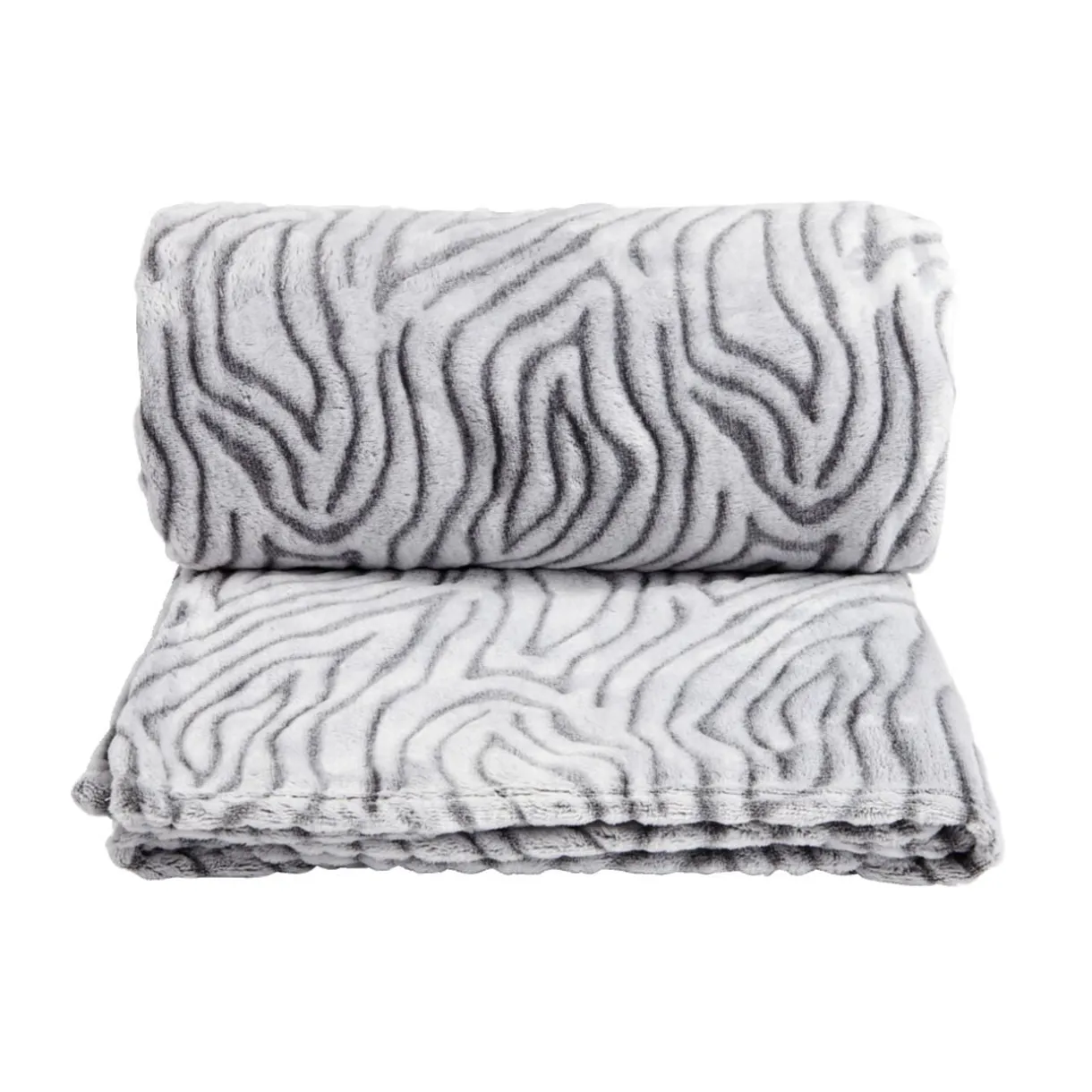 Plaid jacquard 200x200cm bleu ou tigré noir et blanc < Gifi Outlet