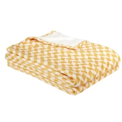 Plaid motif chevrons bicolore 130x160cm (2 modèles jaune ou bleu) < Gifi Discount