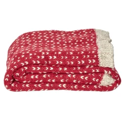 Plaid motif coeur en acrylique beige rouge < Gifi New