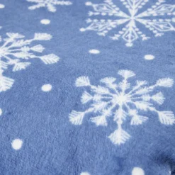 Plaid Noël imprimé flocon de neige polyester L160X130 cm bleu
