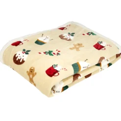 Plaid Noël imprimé gingerbread polyester L150X120 cm beige < Gifi