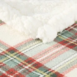 Plaid Noël vintage imprimé tartan polyester L150X120 cm