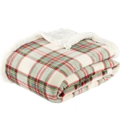 Plaid Noël vintage imprimé tartan polyester L150X120 cm