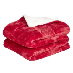 Plaid pilou pilou réversible rouge et blanc 127x152cm < Gifi