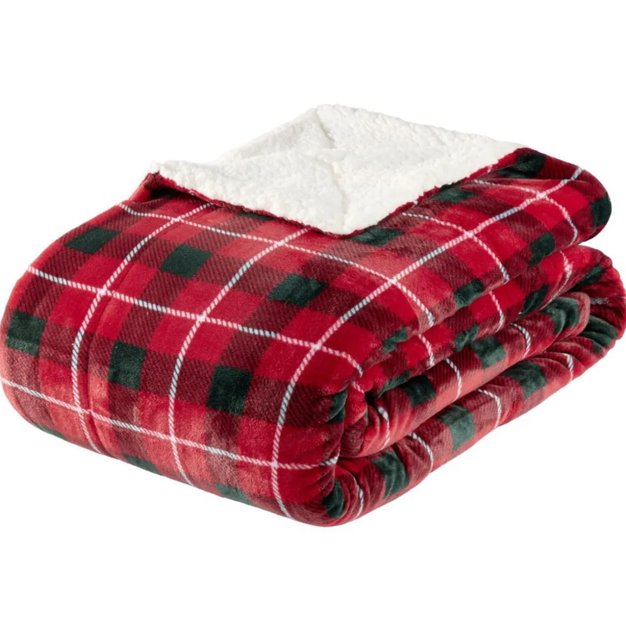 Plaid pilou XL imprimé motif jacquard L200X180 cm (2 modèles rouge ou beige)