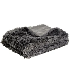 Plaid à poils longs gris foncé 130x160cm