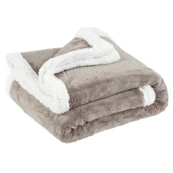 Plaid polaire réversible imitation fourrure taupe et blanc < Gifi Best