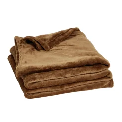 Plaid polaire uni marron 130x160cm < Gifi