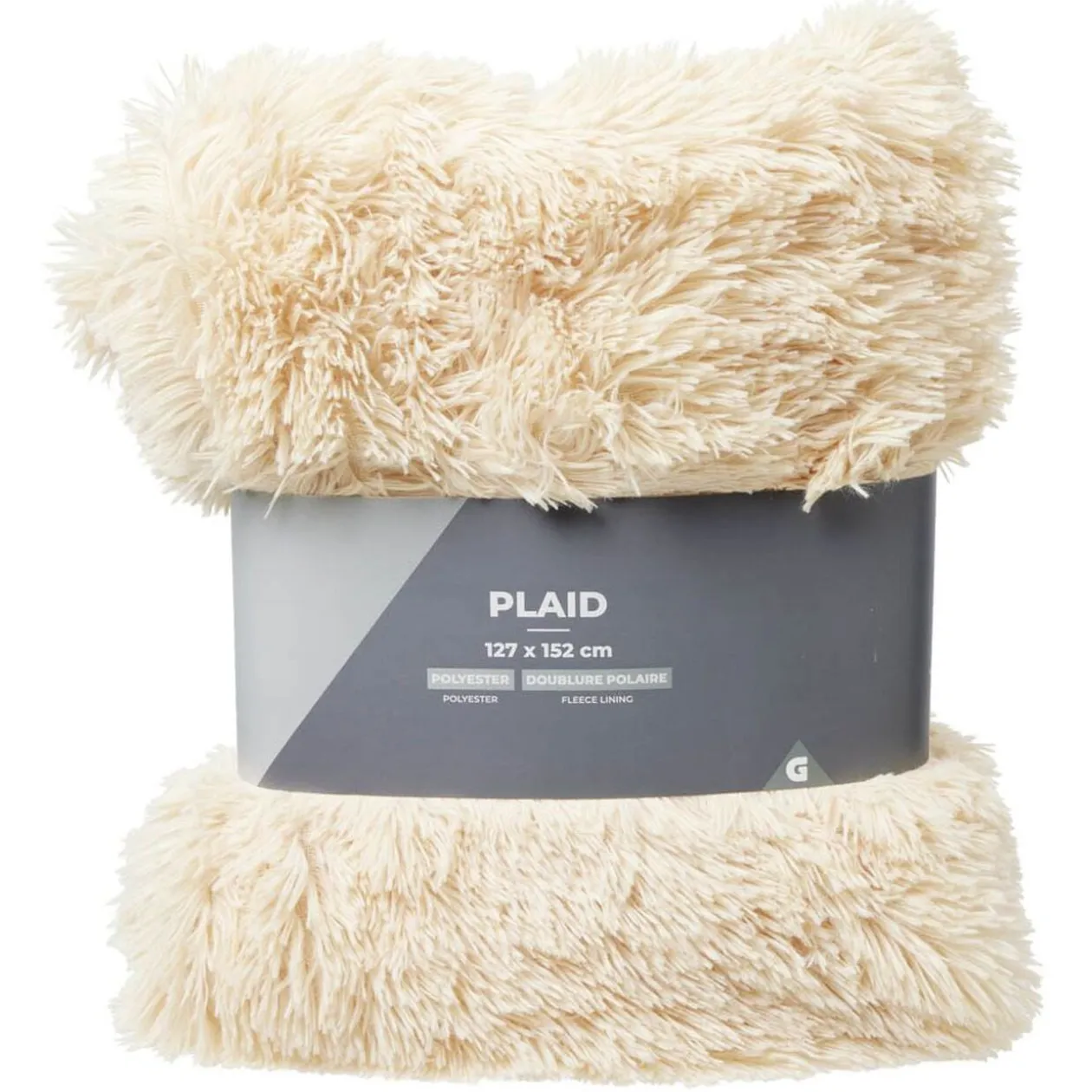 Plaid shaggy doublure polaire 152 x 127 cm