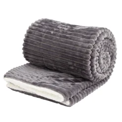 Plaid sherpa flanelle gris 130x160cm < Gifi New