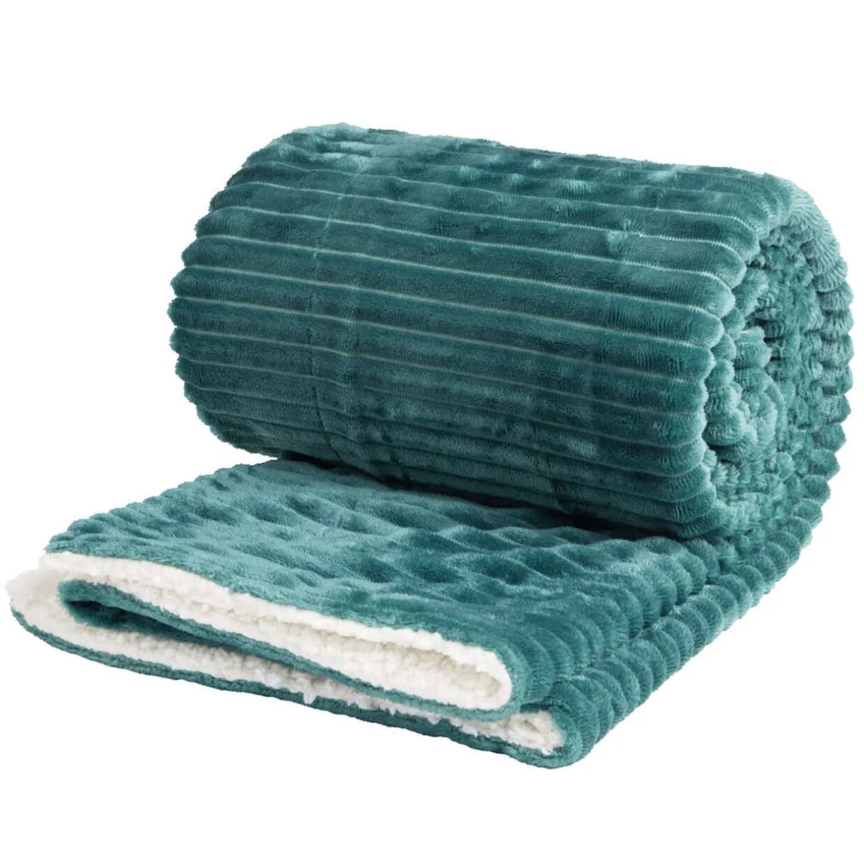 Plaid sherpa flanelle vert 130x160cm < Gifi Online