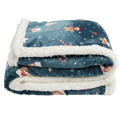 Plaid sherpa Noël flanelle motifs sucre d'orge pain d'épices 120x150cm < Gifi Best