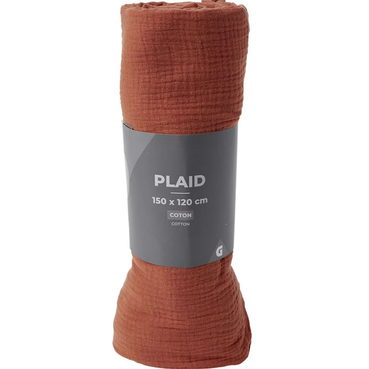 Plaid terracotta uni 100% coton 150x120cm < Gifi Online