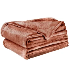Plaid uni rouge brique terracotta polyester 210 g/m² < Gifi Online