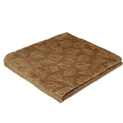 Plaid velours relief motif automne 130x160cm (2 modèles marron ou beige) < Gifi