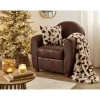 Plaid 130x160cm aspect fourrure motif vache blanc et marron