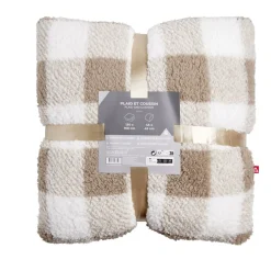 Plaid 130x160cm avec coussin 45x45cm motif tartan - 3 modèles < Gifi Online