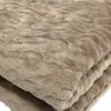 Plaid XL léopard embossé ton sur ton taupe ou beige 180x200cm (2 modèles)