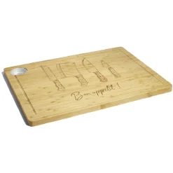 Planche à découper bambou avec rigole et récupérateur de jus 38x28x1,5cm < Gifi