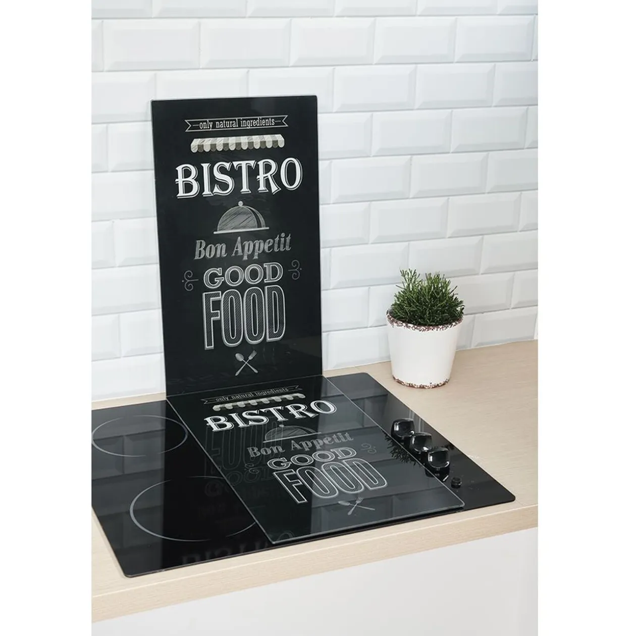 Planche à découper cache plaque en verre x2
