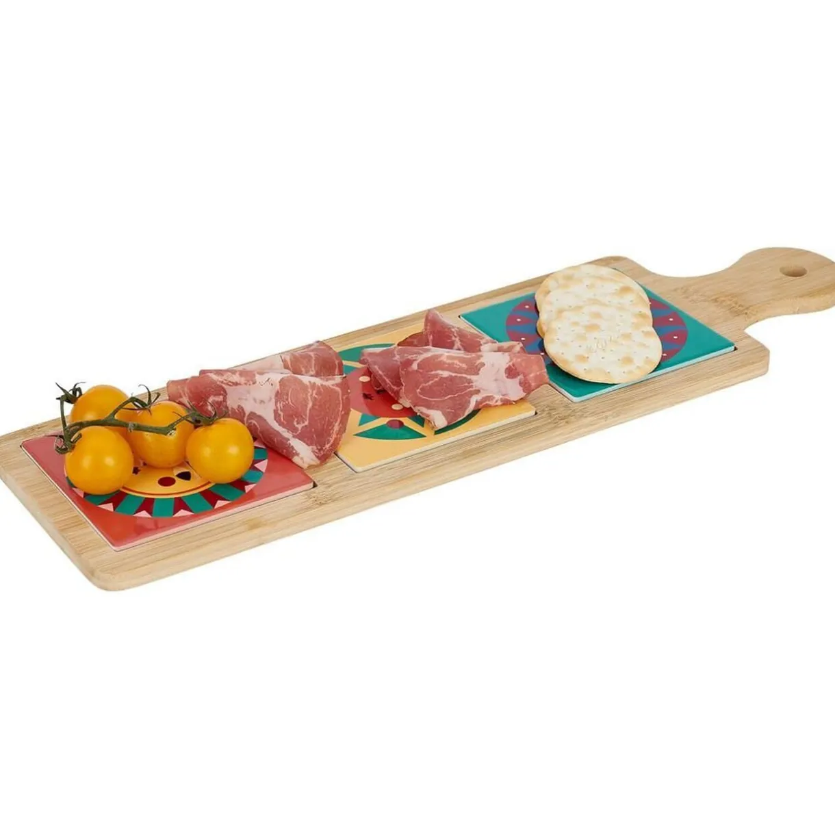 Planche de présentation apéritif bambou carreaux céramique 46,5x13x1cm < Gifi Hot