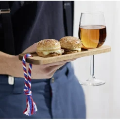 Planche à tapas en bois d'acacia avec porte-verre 8x25cm < Gifi Clearance