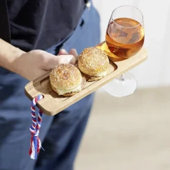 Planche à tapas en bois d'acacia avec porte-verre 8x25cm < Gifi Clearance
