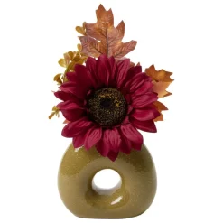 Plante artificielle automne dans pot céramique forme donut Ø14xH28cm (2 modèles) < Gifi