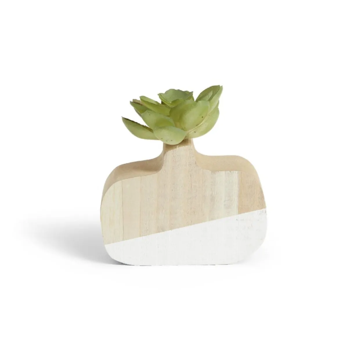 Plante artificielle dans pot MDF blanc et naturel 7,5x7xH10,5cm < Gifi Outlet