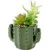 Plante artificielle dans pot forme cactus plastique vert 12x9xH17cm (2 modèles) < Gifi New