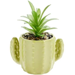 Plante artificielle dans pot forme cactus plastique vert 12x9xH17cm (2 modèles) < Gifi New