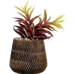 Plante artificielle dans pot effet bois