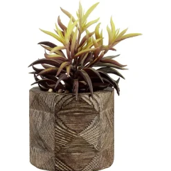 Plante artificielle dans pot effet bois